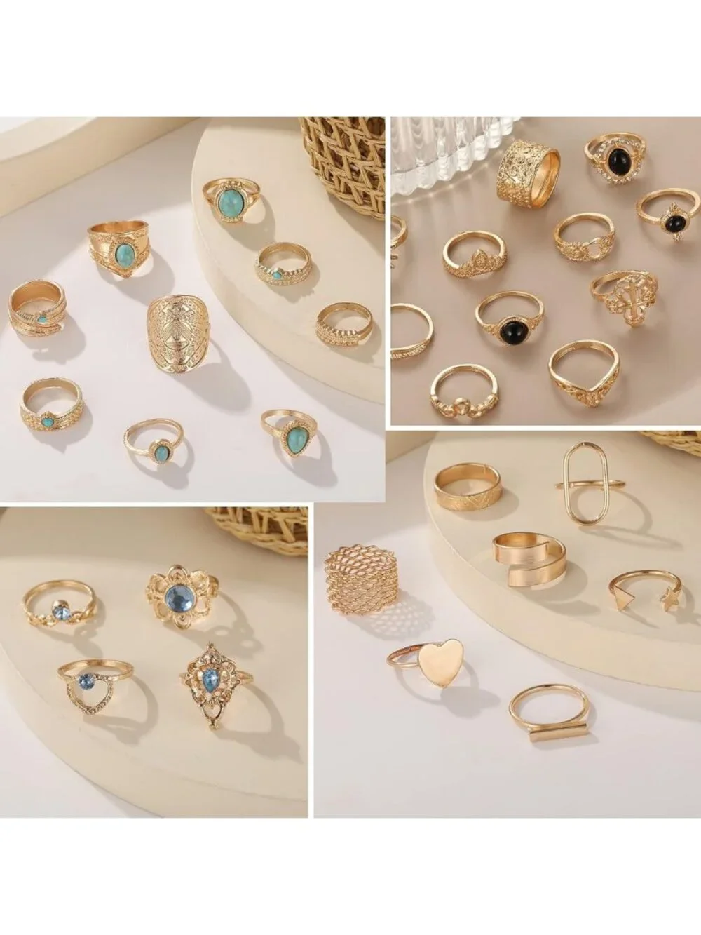 82 Pcs Vintage Silver Knuckle Rings Set for Women - Bohemian Stackable Midi
